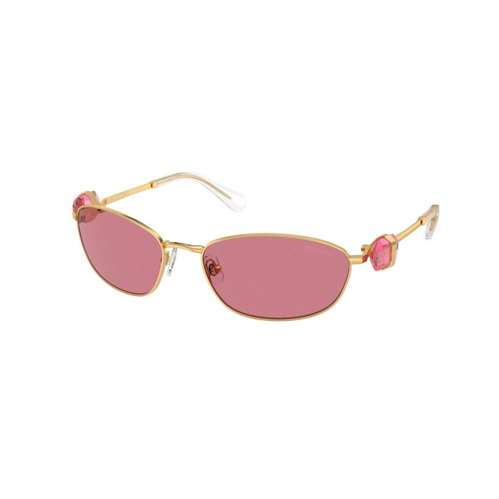 Swarovski, Sunglasses, Female, Yellow, Size: 59 MM Chic Oval Sunglasses with Crystal Accents