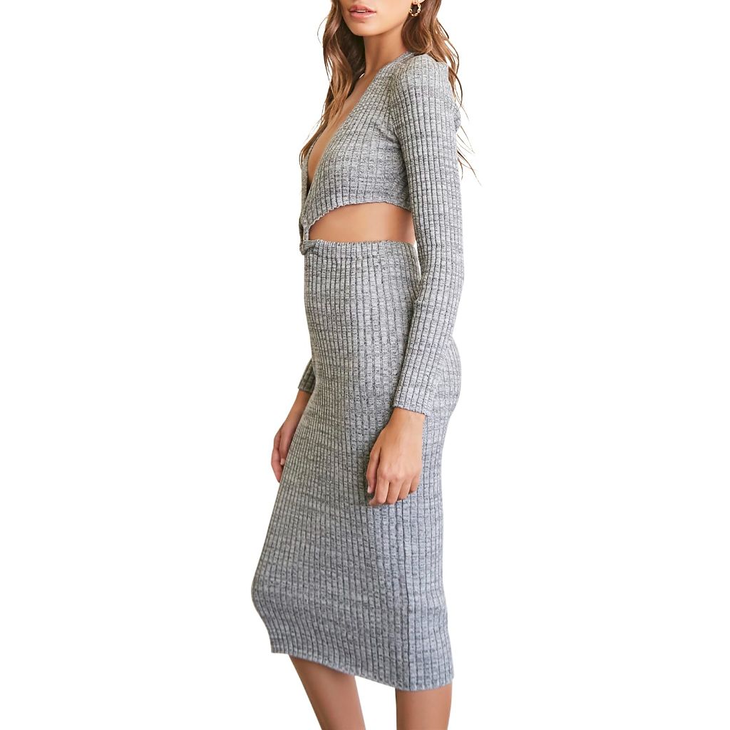 SZ S, Forever 21 Cutout Bodycon Dress Heather Grey