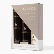 L'ANZA Keratin Healing Oil Trio Hair Kit, Lustrous Keratin Shampoo, Conditioner & Keratin Hair Treatment (10/8.5/3.4 Fl Oz)