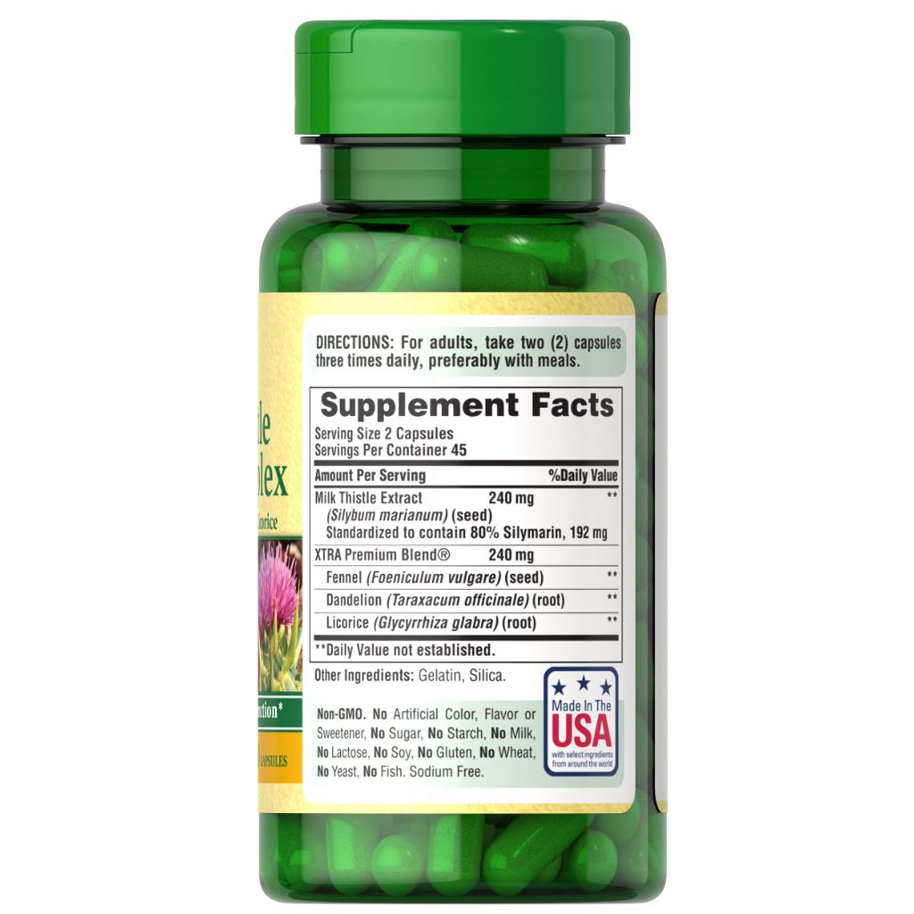 Puritan's Pride Milk Thistle Liver Complex, Supports Healthy Liver Function, 90 Count, White