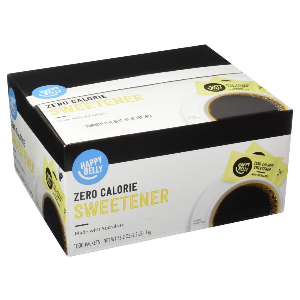 Amazon Brand - Happy Belly Zero Calorie Yellow Sucralose Sweetener Powder Packet, 1000 count