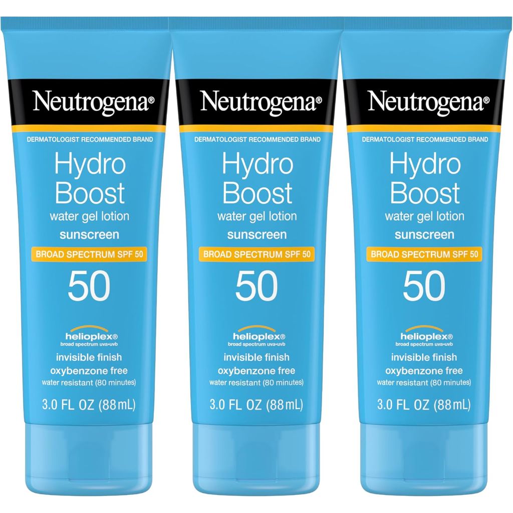 Neutrogena Hydro Boost Moisturizing Water Gel Sunscreen Lotion with Broad Spectrum SPF 50 - 3 fl. oz (3 Pack)