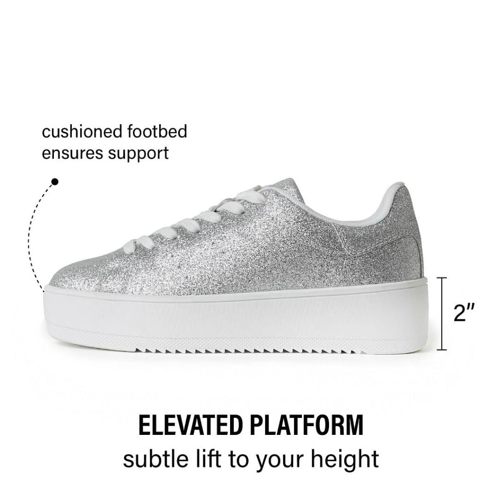 J. Adams Hero Platform Sneakers - Silver Glitter 5.5