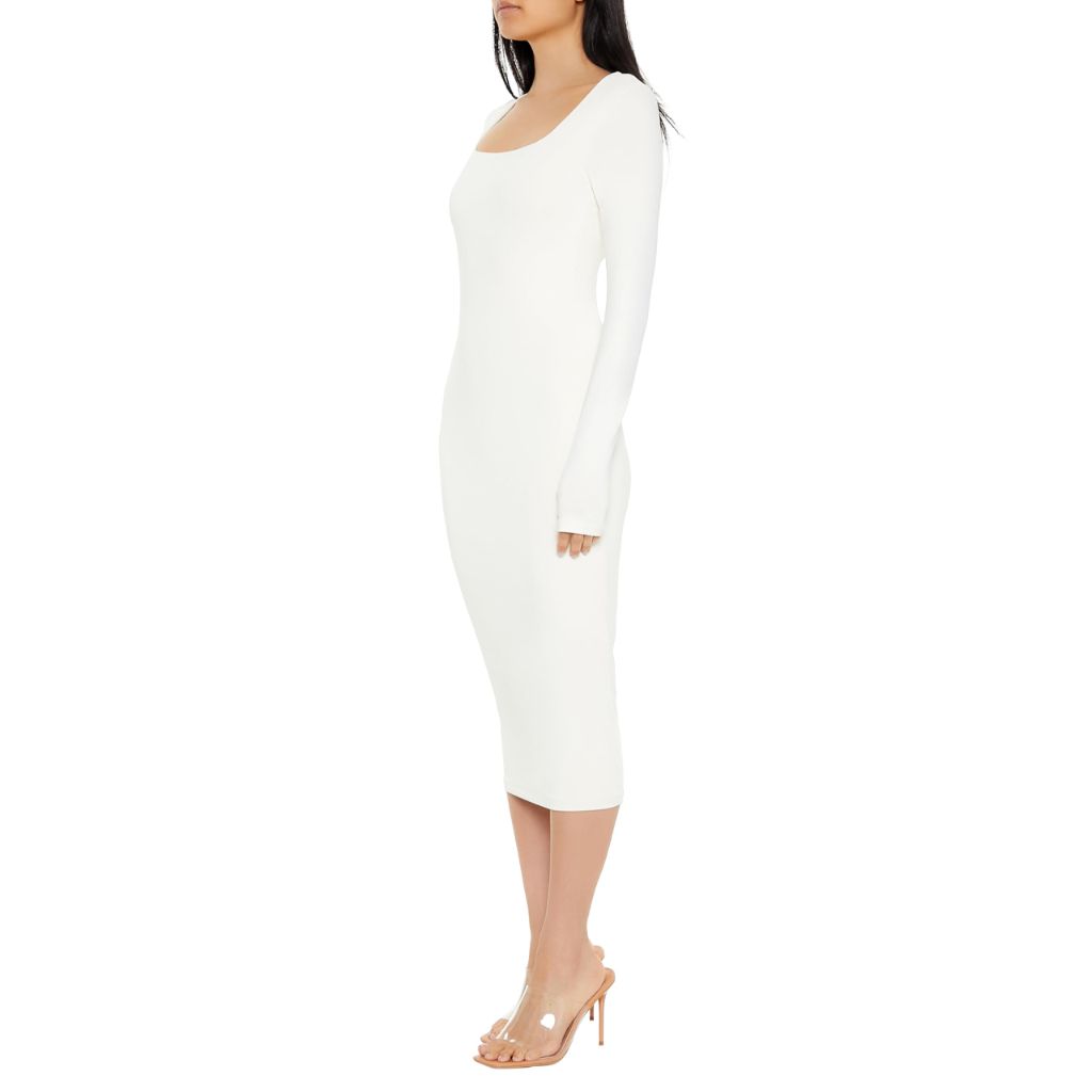 Forever 21 Women's Contour Sculpt Midi Dress Egret Large