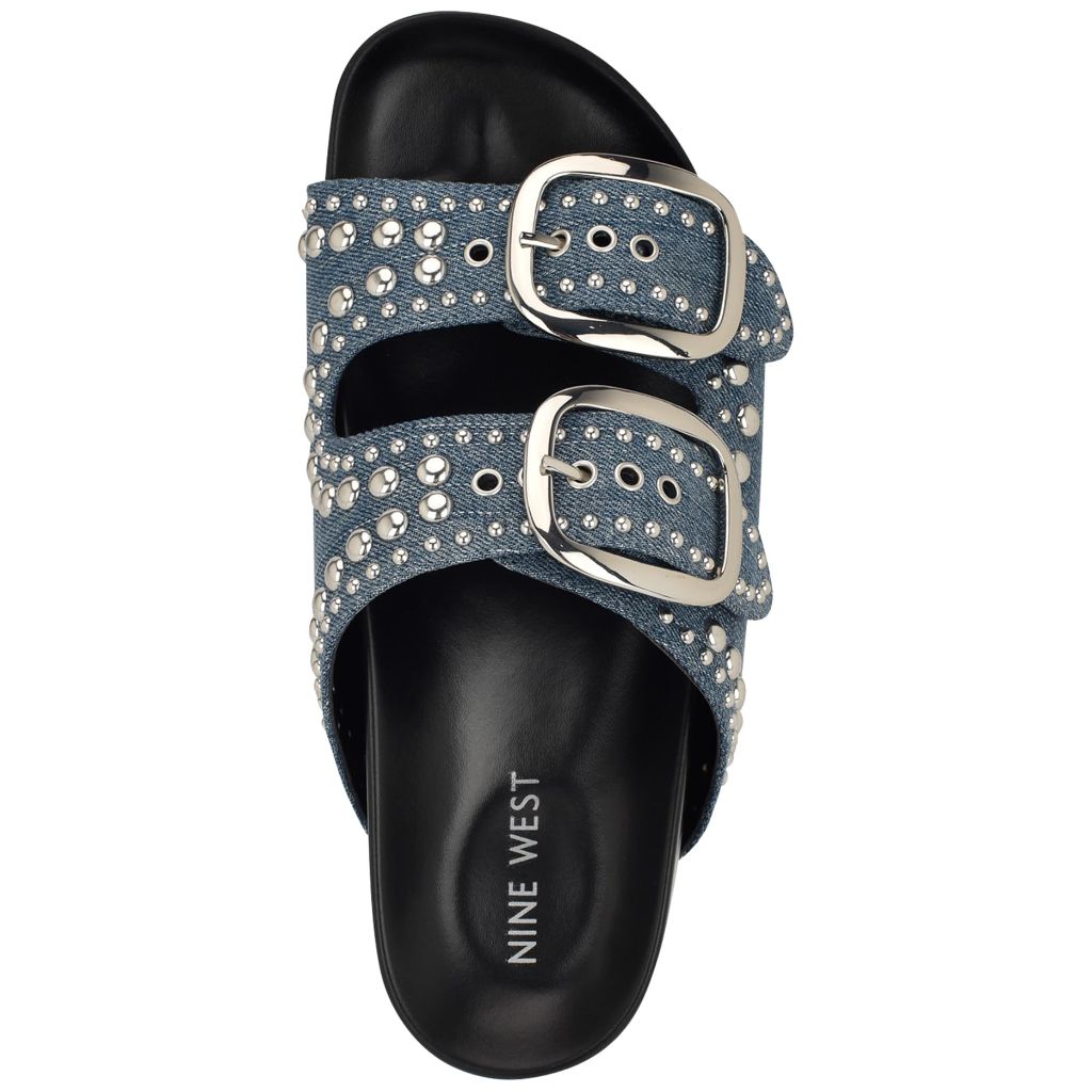Nine West Women's Flinne Sandal, Blue Denim 420 - size 5