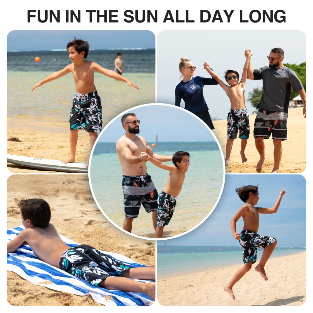 Kanu Surf Big Boys Oahu Quick Dry Beach Swim Trunk, Oahu Black, Medium (10/12)