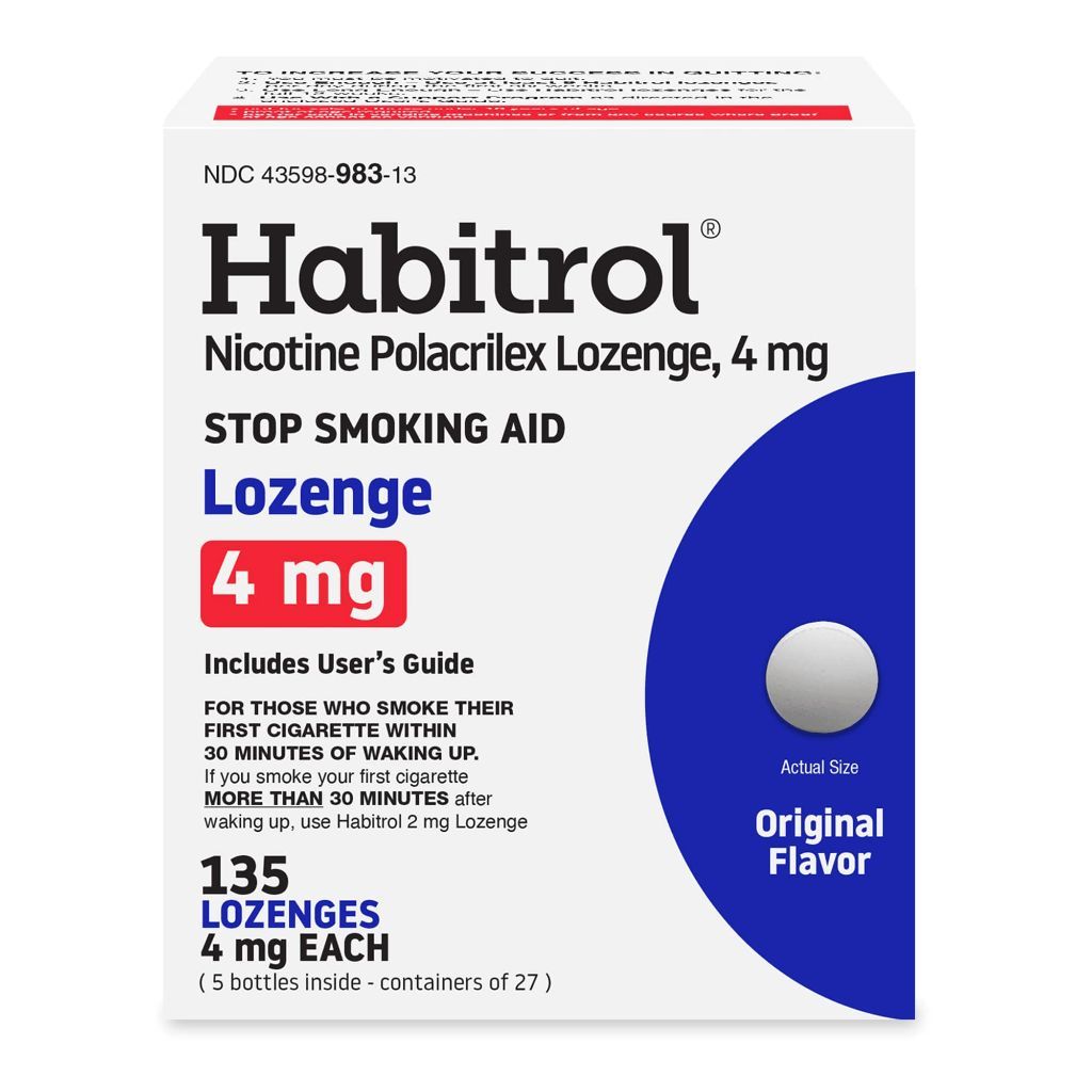 Habitrol Nicotine Lozenges - 4 mg, Original Flavor, 135 Count - Nicotine Lozenge to Reduce Cravings & Help Quit Smoking