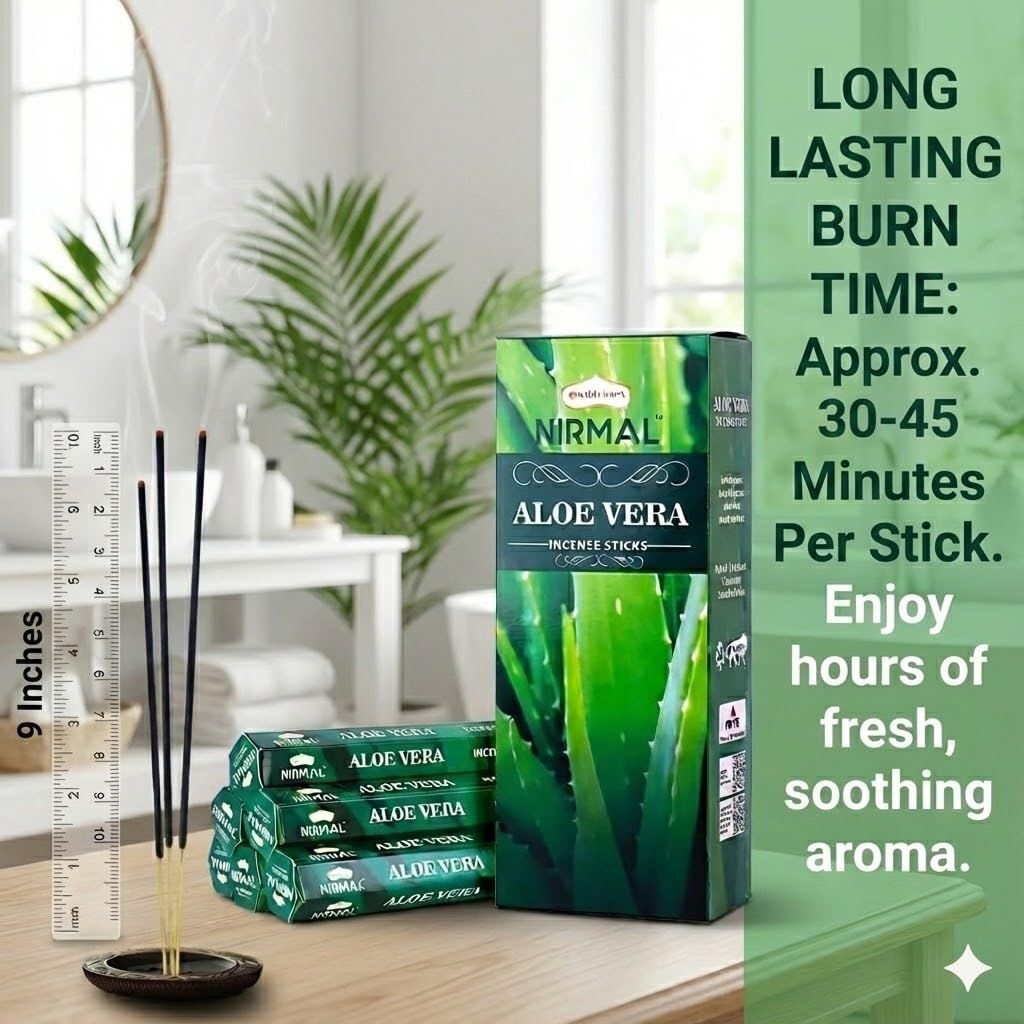 Shubhkart Nirmal Aloe Vera Incense Sticks, Pack of 6 (120 Sticks). Fresh, Clean & Soothing Scent