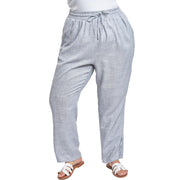 Royalty for Me Women´s Plus Linen Button Hem Flood, Grey Cross Dye, 1X