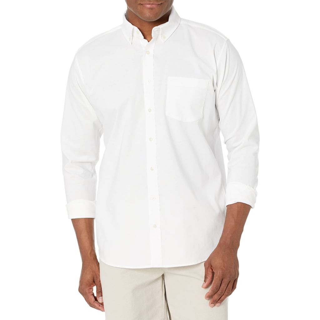 SZ S, IZOD Uniform Young Men's Long Sleeve Button-down Oxford Shirt, White