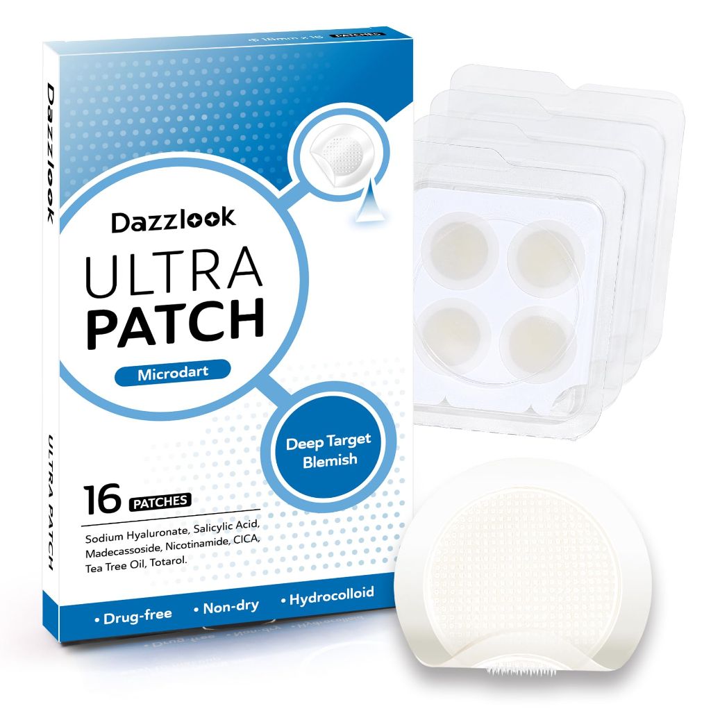 Dazzlook Microdart Pimple Patch for Deep Blemish, Hydrocolloid Zits Patch with Salicylic Acid (16 Counts)