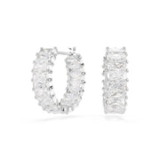 Swarovski Matrix Hoop Earrings - Baguette Cut, White, Rhodium Plated (5733397)
