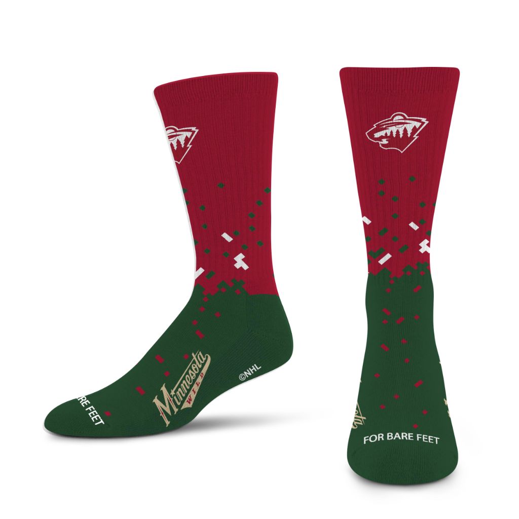 For Bare Feet NHL MINNESOTA WILD Spray Zone Crew Sock, Youth