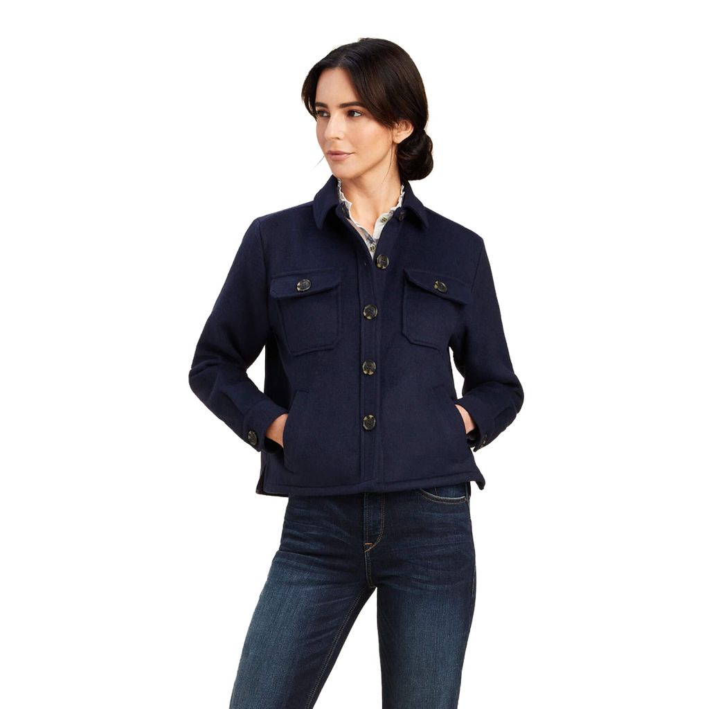 Ariat Female Ashford Shirt Jacket, Navy, SZ M