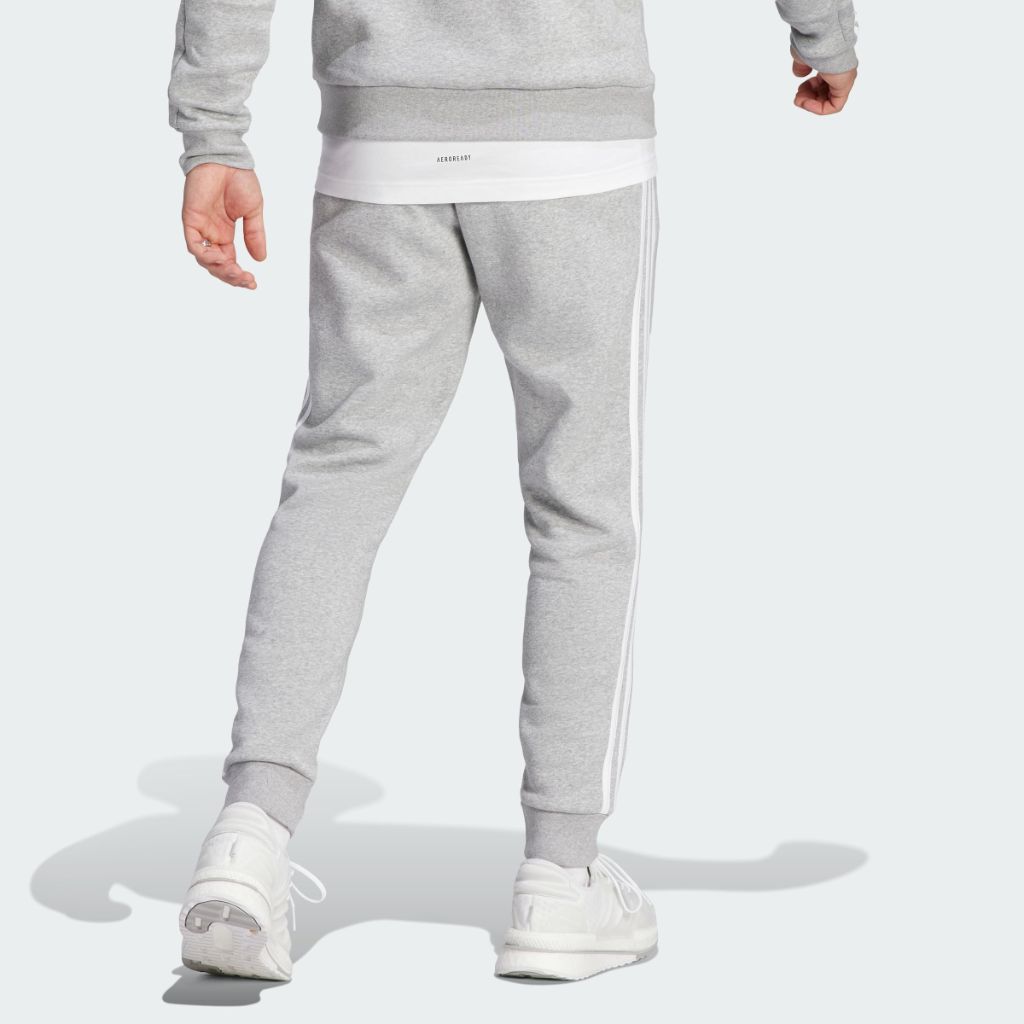 Adidas Mens Essentials Fleece 3-Stripes Tapered Cuffed Pants, Medium Grey Heather, 4X-Large, Tall 3 Inches