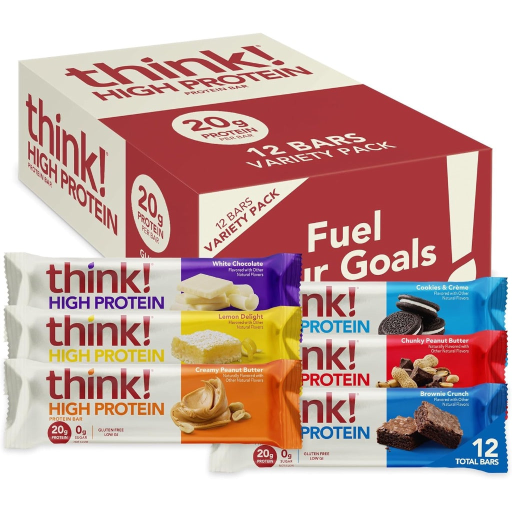 think! Protein Bars High Protein Nutrition Bars - Variety Pack, 2.1oz (12 Pack)