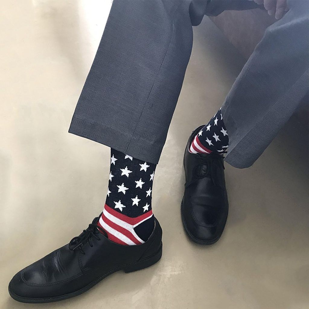 BISOUSOX American Flag Socks Men's Dress Socks, Sizes 9-12