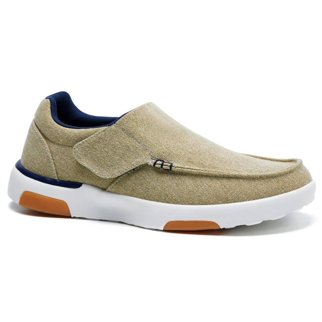 OrthoComfoot Mens Casual Orthopedic Slip-On, Khaki - size 9.5 (43)