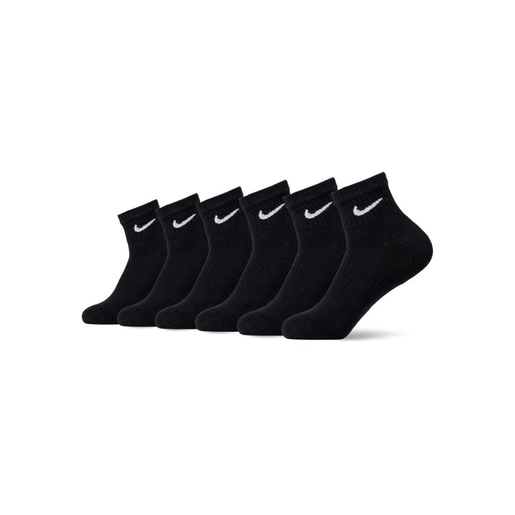 Nike Unisex Everyday Cushioned Training Ankle Socks (6 Pairs), Black/White, Medium
