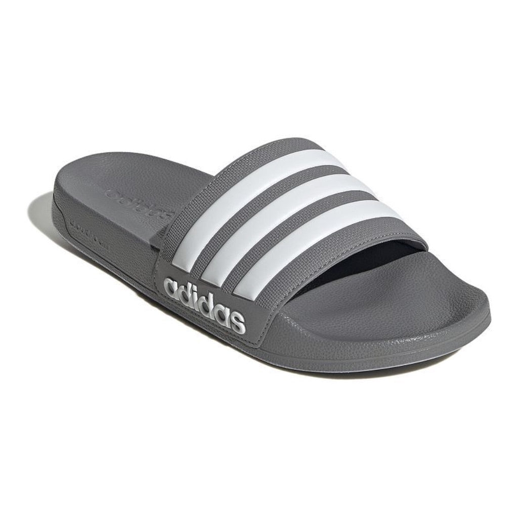 adidas Men's Adilette Shower Slides - Gray/White, Size 14