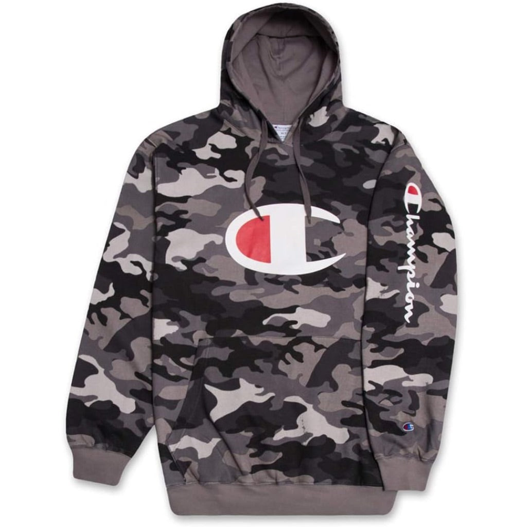 Champion Men's Big & Tall Oversized Fleece Pullover Hoodie - Black Camo, Size XLT