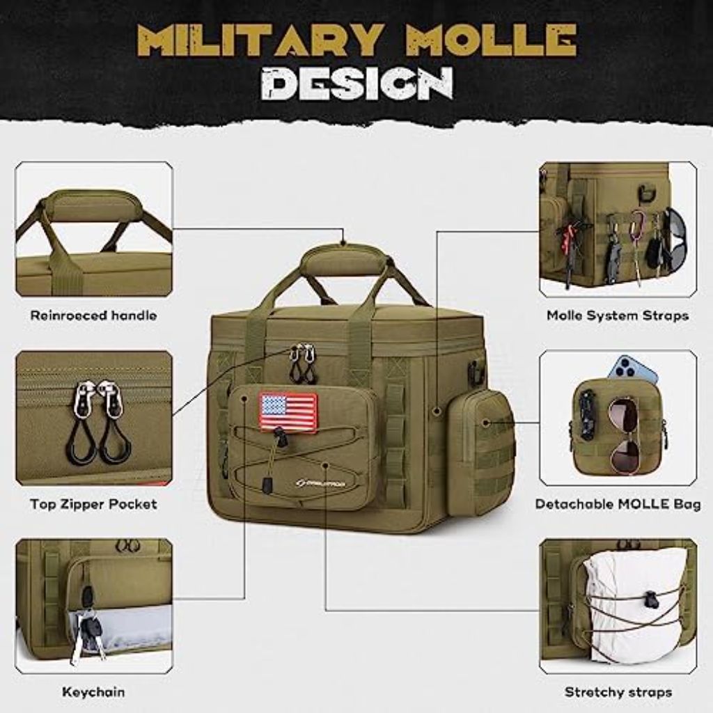 Maelstrom Tactical Lunch Box, Large Durable Insulated Leakproof Cooler, 20 Cans/15 L, Khaki