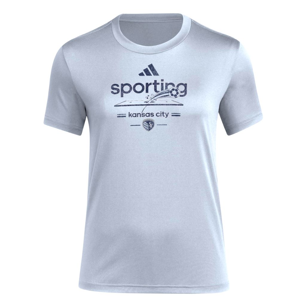 Adidas Women's Sporting Kansas City T-Shirt, Smoke Blue/Sporting Kansas City, X-Large