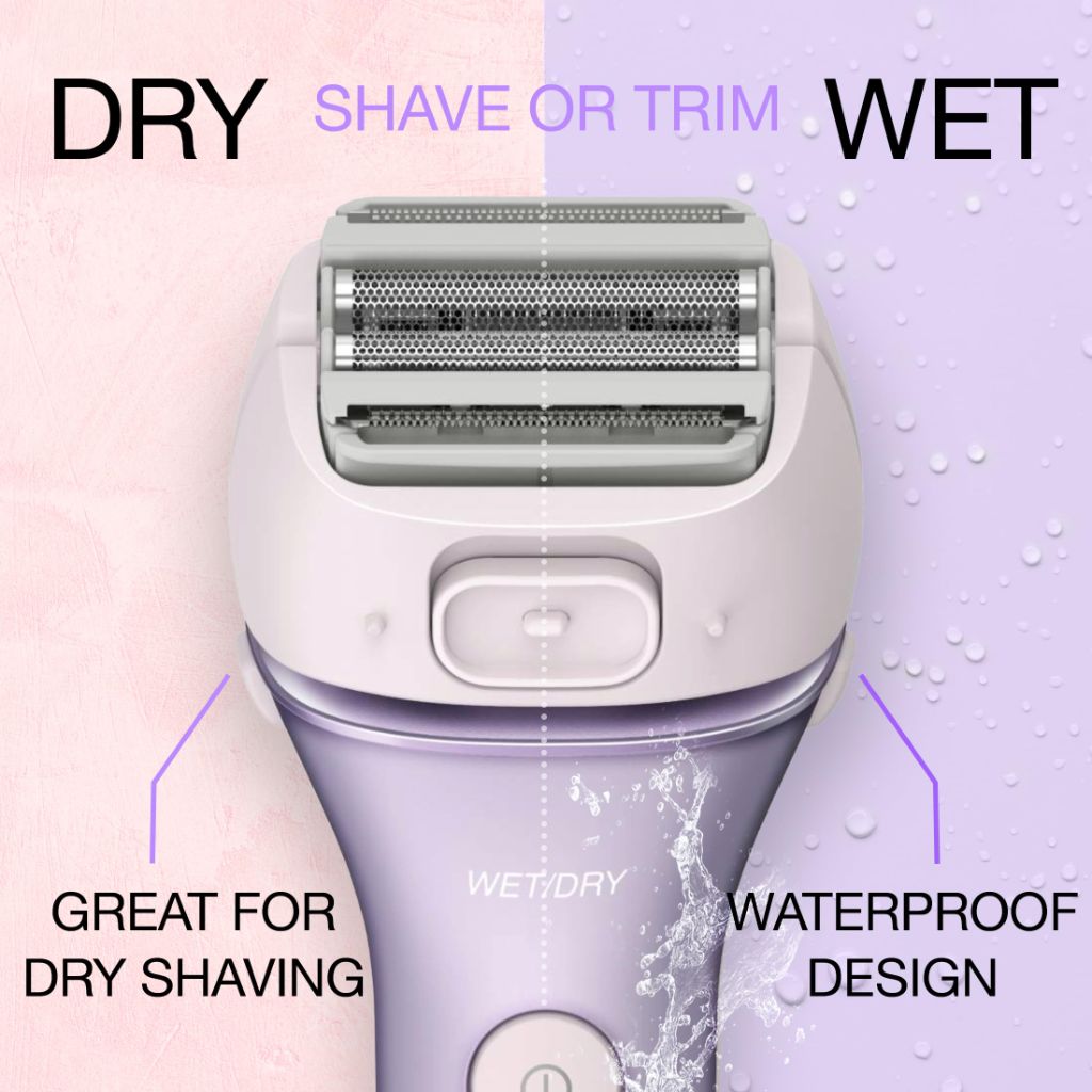 Panasonic Ladies Electric Shaver w/Bikini Attachment, Cordless 4-Blades, Pop-Up Trimmer, Wet-Dry Operation - Purple (ES-AWL8AV)