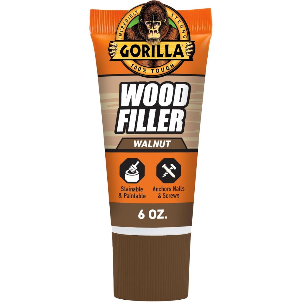 Gorilla 112126 Wood Filler, Walnut, 6 oz. Tube