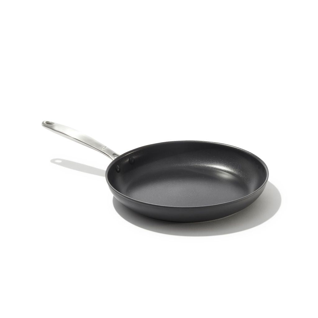 OXO Enhanced 10" Frying Pan Skillet, PFAS-Free Ceramic Nonstick, Stainless Steel Handle | Black