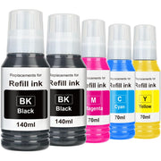 T502 Replacement Ink Refill Bottles for Epson 502 EcoTank (5 Bottles, 2BK,CMY)