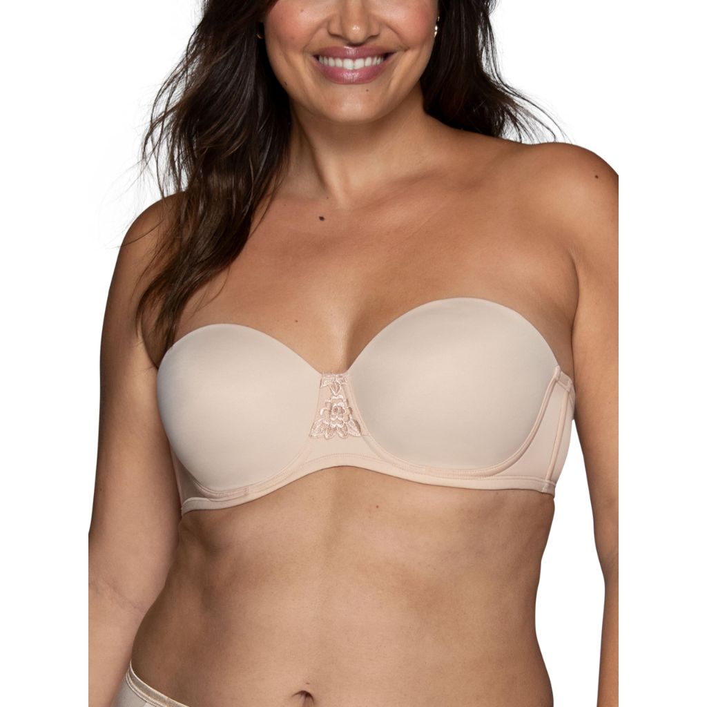 Vanity Fair Women's Beauty Back Smoothing Strapless Bra, 4-Way Stretch Fabric, Lightly Lined Cups up to H, Rose Beige