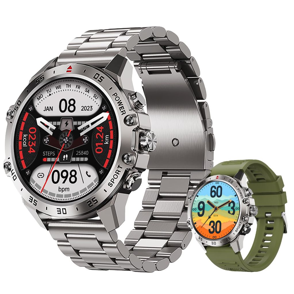 TUSLOT Smartwatch for Men 1.43'' AMOLED Full Touchscreen  (Silver)