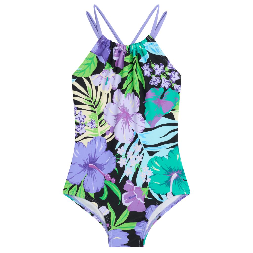 Darcy Halter 1-PC Swimsuit, Black/Purple - size 6X
