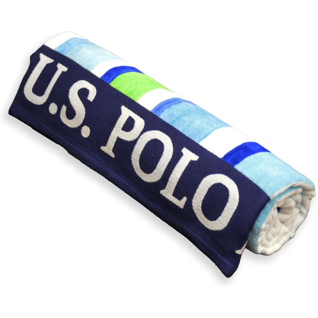U.S. Polo Assn. Oversized Striped Nautical Design Beach Towel - Myrtle Stripe (40” x 70”)