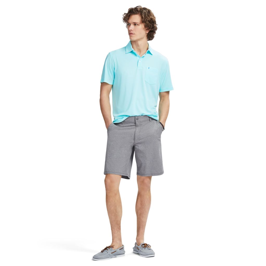 IZOD Men's 9.5" Luxury Hybrid Performance Flat Front Short, Smoked Pearl, 32