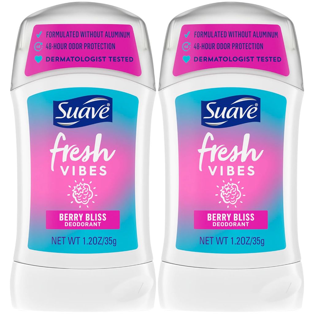 Suave Teen Girls Fresh Vibes Aluminum-Free Deodorant – Berry Bliss, 1.2oz (2 Pack)