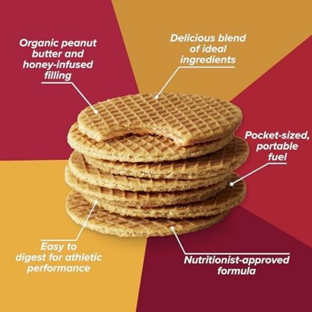 Honey Stinger Organic Energy Waffles - Peanut Butter Strawberry, 16 Count