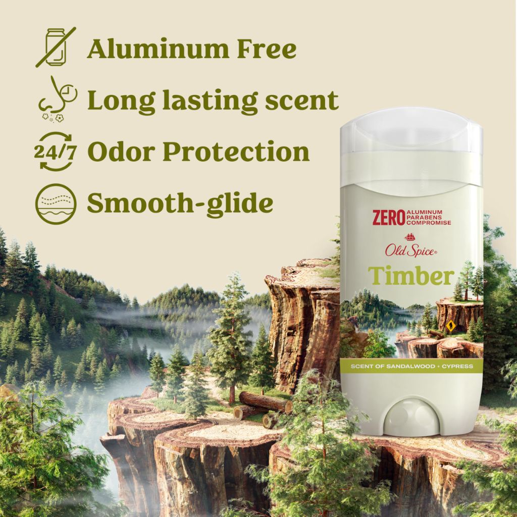 Old Spice Men's Aluminum-Free Deodorant, Timber with Sandalwood, 24/7 Odor Protection, 3oz (Pack of 3)