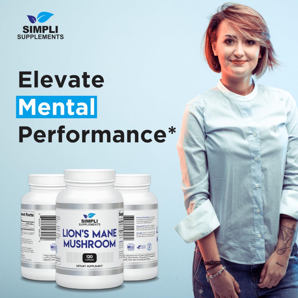 Lion's Mane Mushroom Capsules | Organic Real Mushrooms Lions Mane Powder Supplement - 120 Capsules (2 Month Supply)