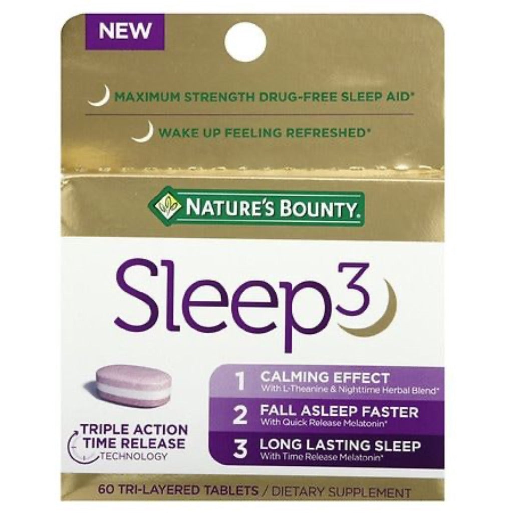 Nature’s Bounty Sleep3 Melatonin Supplement Tablets  10mg  60 Count