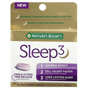 Nature’s Bounty Sleep3 Melatonin Supplement Tablets  10mg  60 Count