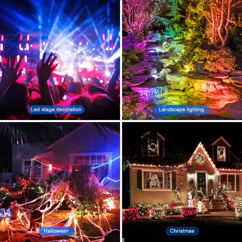 RGB Outdoor LED Flood Light 50W Color Changing Floodlights (4 Pack)