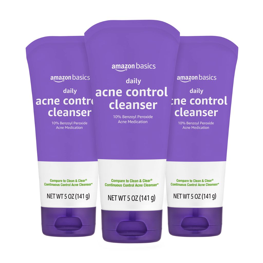 Amazon Basics Acne Treatment Face Wash - Daily Control Cleanser | 5 Ounce (3Pk)