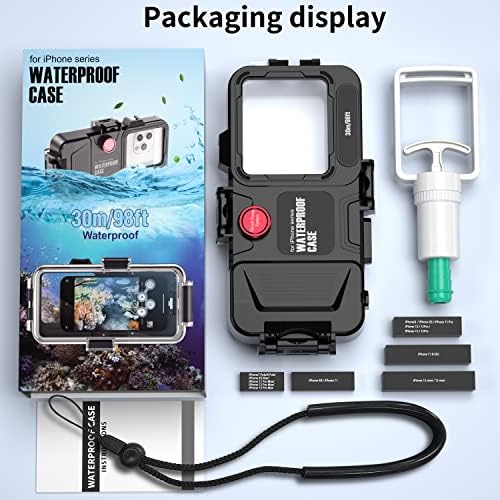 for Underwater IP Series Phone Case [98ft/30m] Swimming Diving Case Photo Photography Video Housing Waterproof Protective Case for IP Series Smartphones with Lanyard,Black