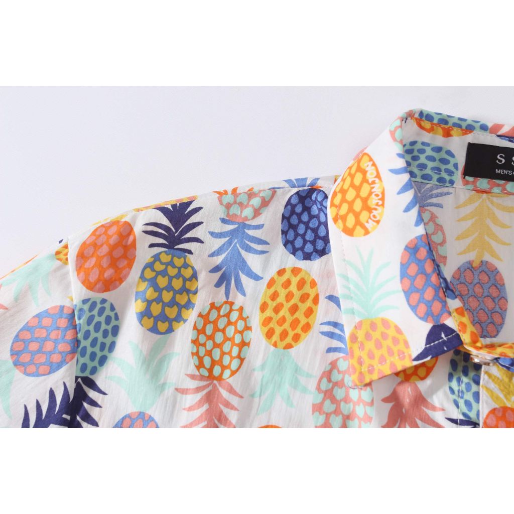 SSLR Mens Hawaiian Shirt, Tropical Shirts for Men, (Large, White Orange)