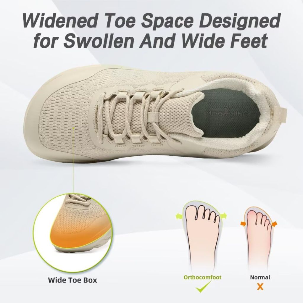 Men's Orthopedic Diabetic Wide Walking Shoes: Supportive Comfortable Plantar Fasciitis Work Shoes,  Beige Size 8