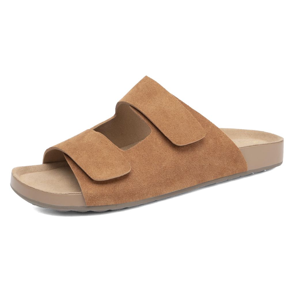 NEWBELLA Women's Platform Sandals, Adjustable Straps Comfortable Summer Slides for Walking & Casual Wear, Brown 7.5