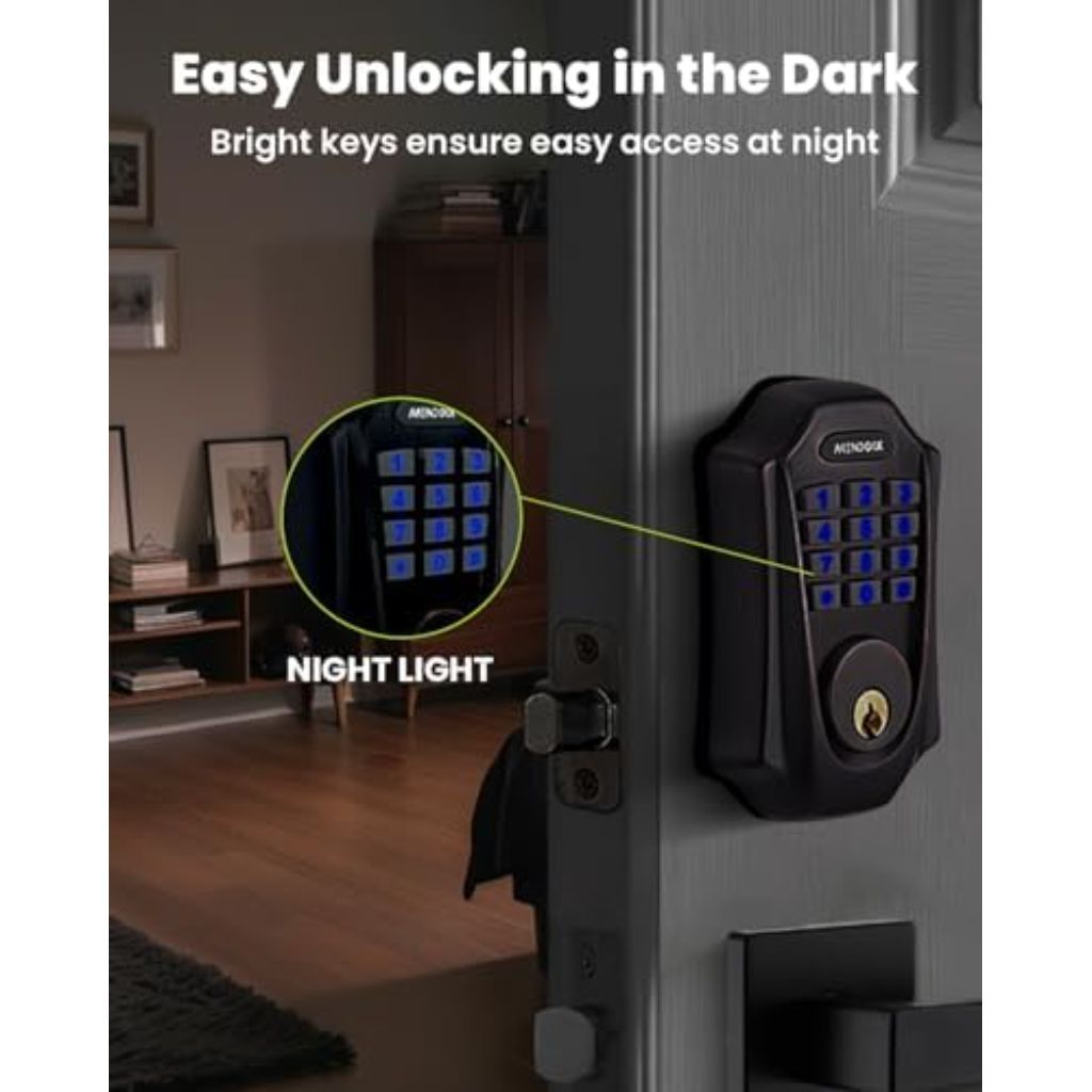 Keyless-Entry Deadbolt Smart Lock: UF01 GreenShield Digital Exterior Locks for Front Door, Touch-Control Keyless Door Lock with Keypad Smartphone Control, Waterproof IP54 (Venetian Bronze)