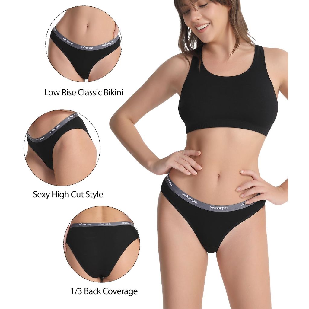 Wirarpa Women's Bikini Panties Motive High Cut Sexy Cotton Underwear 4 Pack,Size 2XL